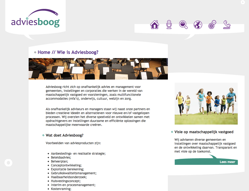 Adviesboog // website home