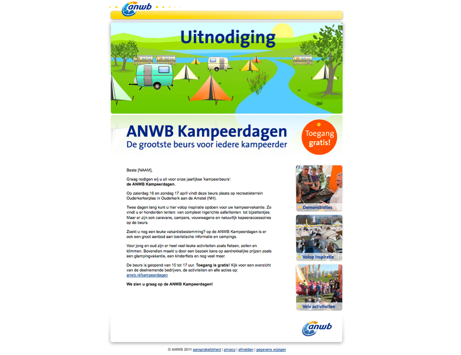 ANWB emailing Kampeerdagen